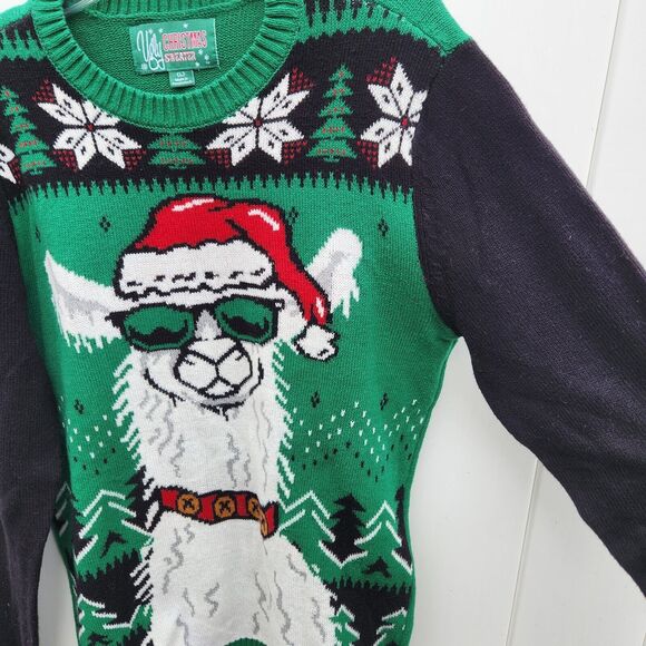 Ugly Christmas Sweater Cool Llama/Alpaca W/ Sunglasses Men Size Large - Picture 4 of 11